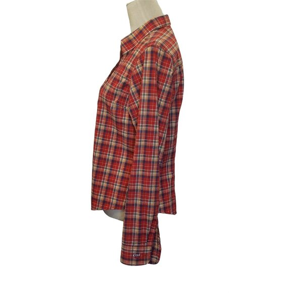 Cruel Girl Junior's Shirt Size Medium Red Plaid Western Button Front Long Sleeve - Picture 3 of 8